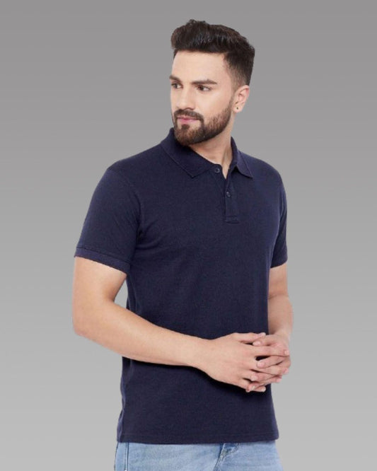 Cotton Blend Solid Half Sleeves Polo T-Shirt